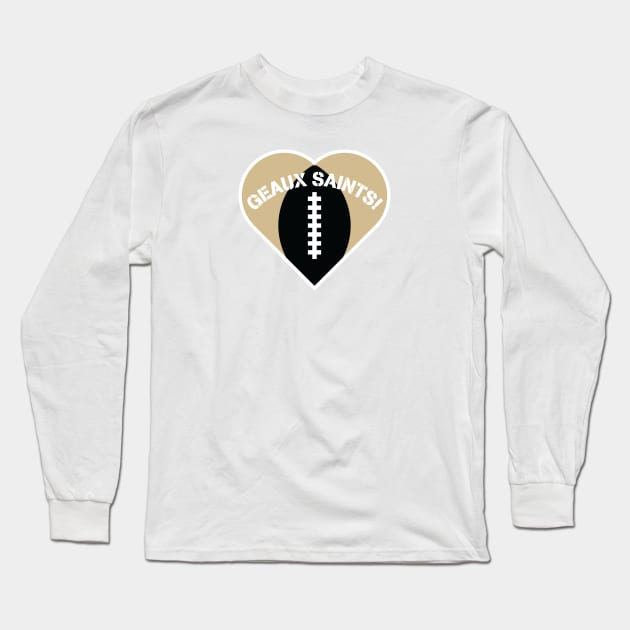 Heart Shaped New Orleans Saints Long Sleeve T-Shirt by Rad Love